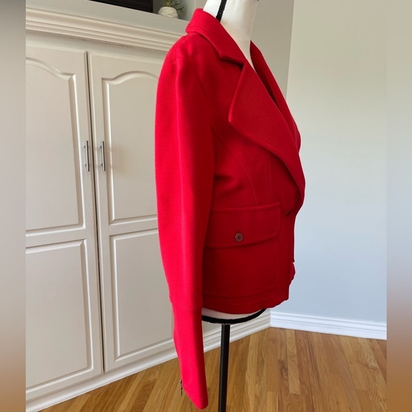 Anthropologie red jacket lapels pockets outerwear work fall winter layer outdoor - Picture 14 of 16